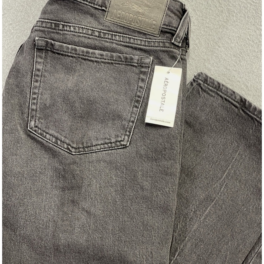 NWT Aeropostale Mid Rise Ankle Straight Denim Jeans Women's Sz 6 Black *Read*